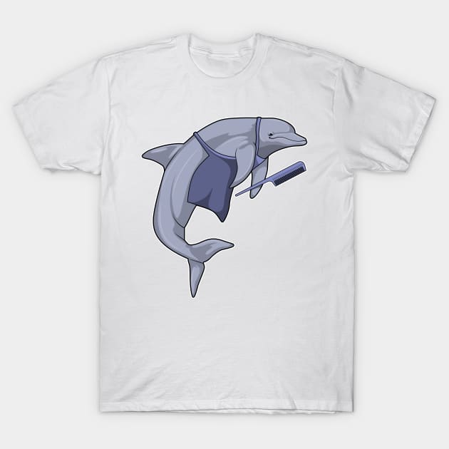 Dolphin as Hairdresser with Comb T-Shirt by Markus Schnabel